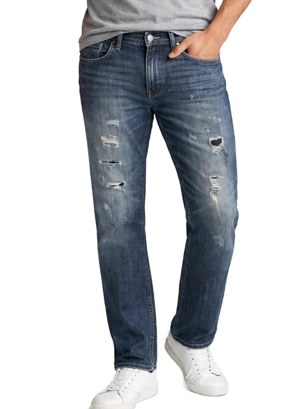 BKE Derek Jeans 30x30 Distressed Straight Leg Medium Wash Cotton